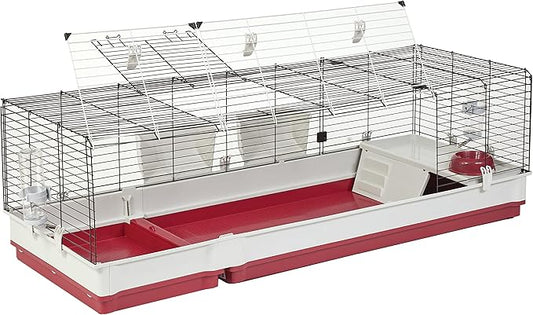 Midwest Homes for Pets Deluxe Rabbit & Guinea Pig Cage, XX-Large, White & Red
