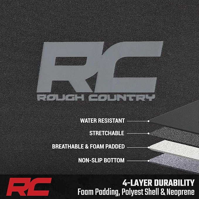 Rough Country Neoprene Seat Covers for 15-22 F-150 |17-22 Super Duty - 91016,Black, Front