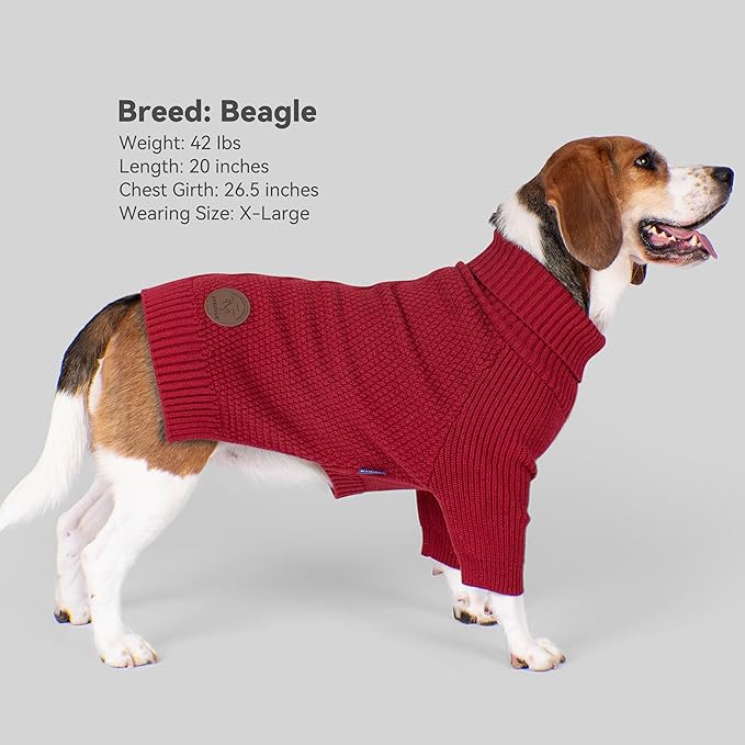 cyeollo Small Dog Christmas Sweater Warm Turtleneck Knitted Pet Winter Dog Clothes with Long Sleeves Puppy Sweaters for Small Dogs