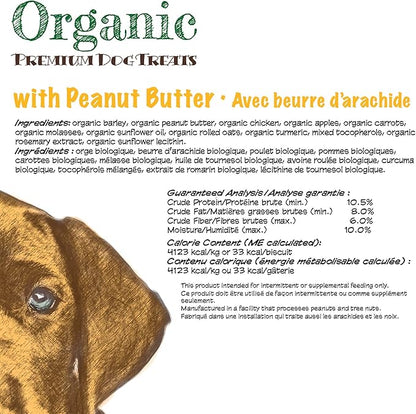 Darford Organic Premium Dog Treats – Peanut Butter Flavor – 12 lb Bulk Box – USDA Organic Ingredients – Oven-Baked Biscuits with Organic Barley & Oats – All Natural – Made in Canada