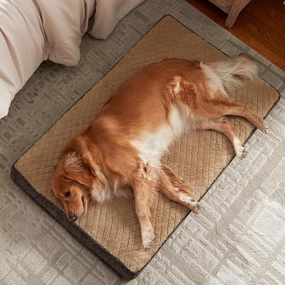 JOEJOY Orthopedic Dog Bed XL, Washable Dog Crate Bed Large Sized with Removable Cover, Egg Memory Foam Big Pet Beds, Brown, 41"x27"