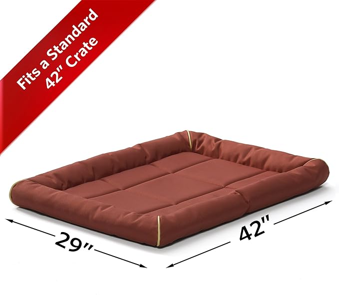 MidWest Homes for Pets Large QuietTime MAXX Ultra-Rugged Dog Bed, Water & Odor Resistant, Bolstered Edge, Non-Slip Bottom, Fits 42-inch Crates, Brick