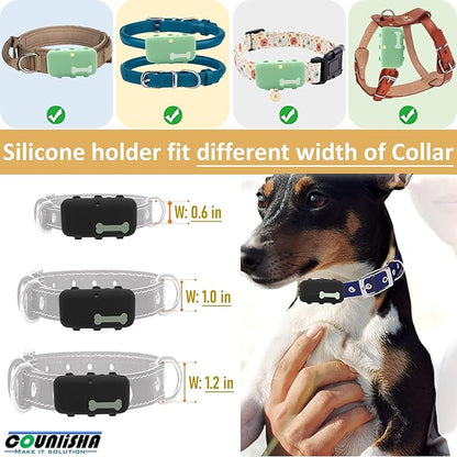 2 Pack Silicone Holder Compatible for Tractive XL GPS Tracker,Durable Accessories Cover Finder Anti-Scratch,Secure Sturdy case with Strap for Dog Pet Collar (Black,Green)