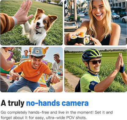 Meoilkolnm Mini Body Camera, Wearable Action Body Cam, Thumb Size Hands Free Recording Body Worn Camera, Premium Portable Camcorder Mount Anywhere for Pet Walking, Work, Travel (Black, 64GB)