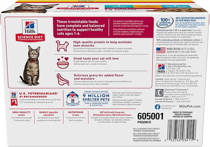 Hill's Science Diet Adult 1-6 Wet Cat Food Variety Pack, Chicken, Tuna, & Ocean Fish, 2.8 oz. Pouches, 12-Pack