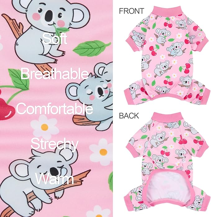 XPUDAC 4 Pieces Dog Pajamas for Small Medium Sized Dogs Stretchable Dog Pjs Soft Puppy Clothes Boy Girl Cats Pet Outfits, X-Large