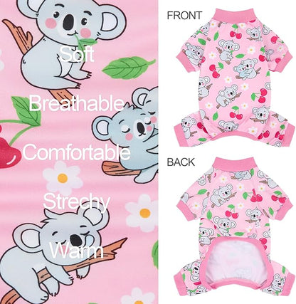 XPUDAC 4 Pieces Dog Pajamas for Small Medium Sized Dogs Stretchable Dog Pjs Soft Puppy Clothes Boy Girl Cats Pet Outfits, L
