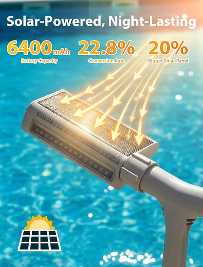 POOLHOUR 2026 Upgrade Height Solar Pool Fountain with 10-Color 4-Mode LED Lights, Auto Light-Sensing Pool Sprinkler Fountain for Above/Inground Pools, 360° Adjustable Spray for 8-16°F Cooling (Gray) | Auto Light-Sensing Pool Sprinkler Fountain with 4 L...