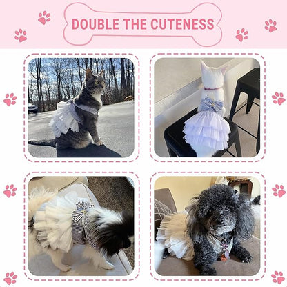 Dog Dresses, Fashion Pet Dog Clothes, Striped Mesh Puppy Dogs Princess Dresses (Blue, Medium)