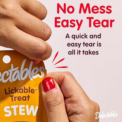 Delectables Lickable Treat Stew Wet Cat Treat with Real Tuna & Shrimp, Food Topper, Hydrating, Grain-Free, No Fillers, No By-Products, No Added Preservatives, 1.4oz Pouch, 12ct