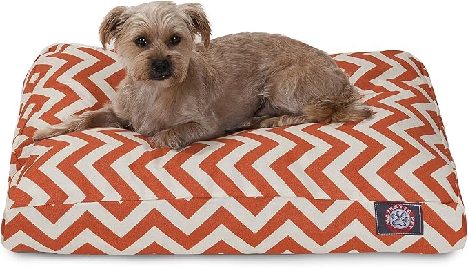 Majestic Pet Chevron Rectangle Dog Bed Washable – Non Slip Comfy Pet Bed – Crate Bed with Removable Washable Cover – Kennel Bed for Sleeping, Polyester Fiber, Small, Burnt Orange