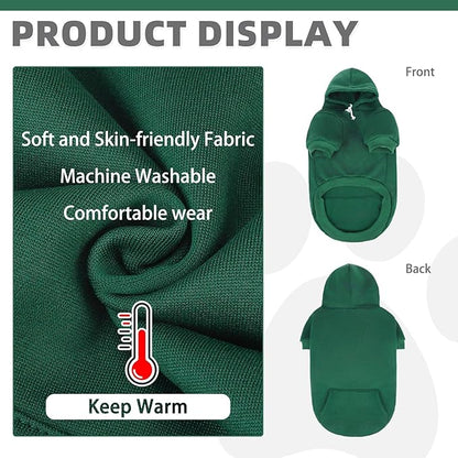 KOOLTAIL Dog Hoodie for Large Medium Small Dogs,Soft&Warm Pet Sweater with Leash Hole and Pocket Boy Girl, Puppy Fall Winter Jacket Clothes,French Pitbull Cold Weather Coat Sweatshirt,Deep Green XXL