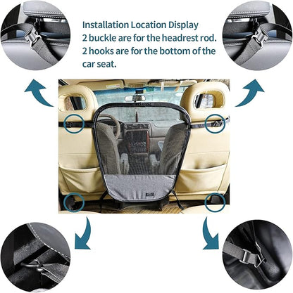 Petsfit Dog Car Barrier Vehicle Pet Barrier Backseat Mesh Dog Car Divider Net with Adjusting Rope and Hook Suitable for SUV Pickup and Small Cars