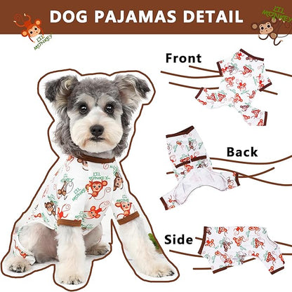 Dog Pajamas Spring Summer Dog Clothes for Small Medium Dogs Girl Boy Cute Soft Puppy Pjs Clothes Doggie Onesies Cat Pet Jammies Outfit (Brown,M)