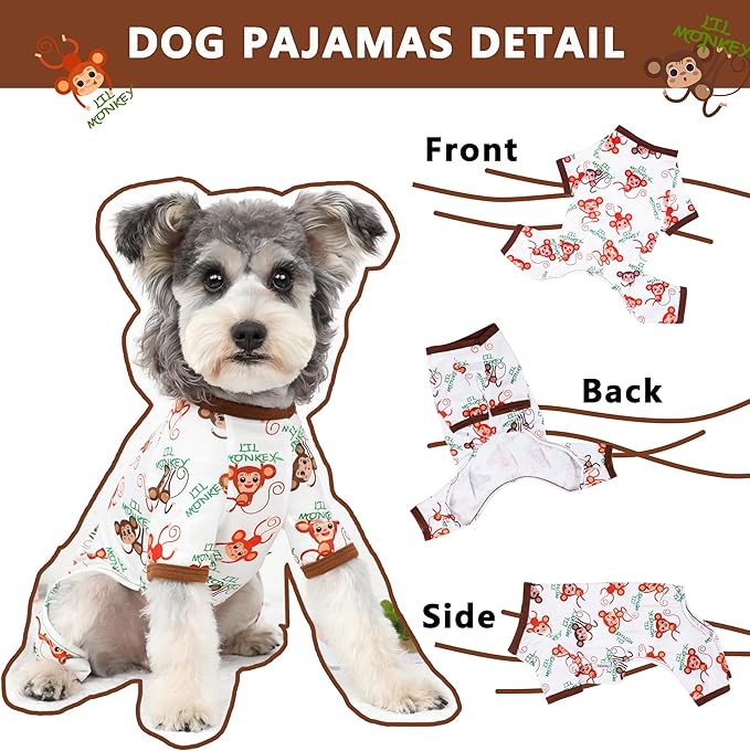 Dog Pajamas Spring Summer Dog Clothes for Small Medium Dogs Girl Boy Cute Soft Puppy Pjs Clothes Doggie Onesies Cat Pet Jammies Outfit (Brown,2XL)