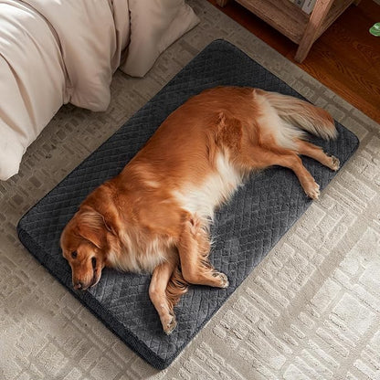 JOEJOY Orthopedic Dog Bed for Large Dogs, Washable Dog Crate Bed Large Sized with Removable Cover, Egg Memory Foam Big Pet Beds, Grey, 35"x22"
