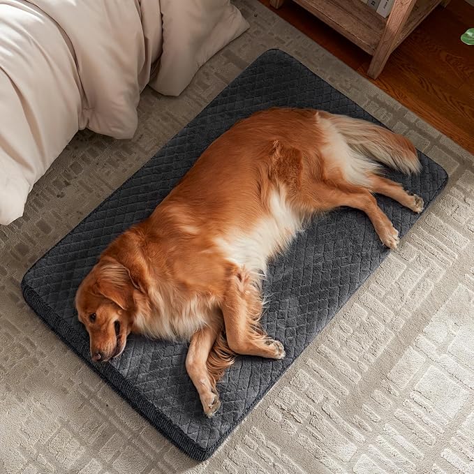 JOEJOY XL Dog Beds Large Sized Dog, Orthopedic Big Dogs Crate Bed with Washable Removable Cover, Extra Thick Egg Memory Foam Pet Beds, Grey, 41"x27"