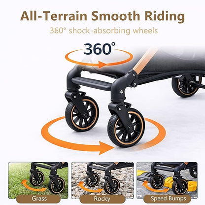 Dog Stroller with Detachable Carrier, Luxury 5 in 1 Pet Stroller for Small Dogs & Cats, Lightweight Foldable Cat Stroller with 360° Rotating Wheels, Travel Friendly, Detachable Pet Car Seat