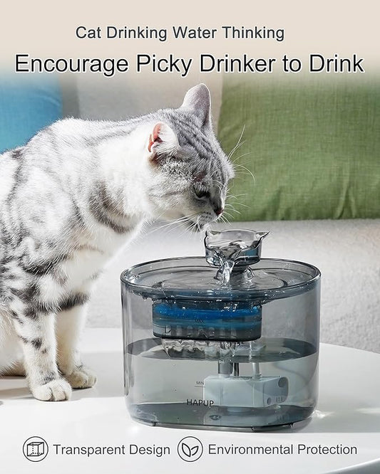 HAPUP Cat Fountain Kitty Spout Cat Water Fountain for Cats Inside 2.2L/73Oz Automatic Pet Water Fountain Quiet Cat Fountains for Drinking Water Fountains for Cats Indoor Filters Included