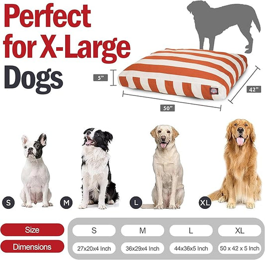 Majestic Pet Rectangle Large Dog Bed Washable – Non Slip Comfy Pet Bed – Dog crate Bed with Removable Washable Cover – Dog Kennel Bed for Sleeping - Dog Bed X-Large Breed 50x42x5 Inch – Burnt Orange