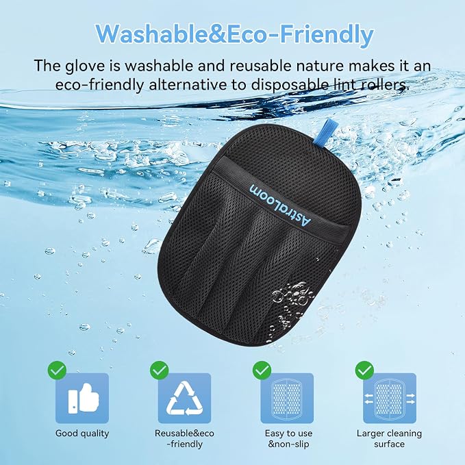AstraLoom Pet Hair Removal Glove for Cats & Dogs,Reusable Electrostatic Pet Hair Remover Tool for Furniture, Carpet, Clothing, Car Seat (2PCS)
