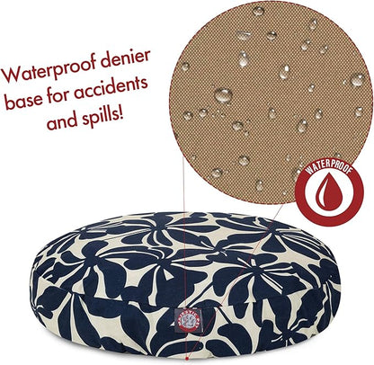 Navy Blue Plantation Large Round Indoor Outdoor Pet Dog Bed With Removable Washable Cover By Majestic Pet Products