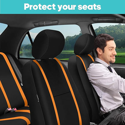 FH Group Car Seat Covers Front Set in Cloth -Car Seat Covers for Low Back Car Seats with Removable Headrest,Universal Fit,Automotive SeatCovers,Washable Car SeatCover for SUV,Sedan,Van Orange