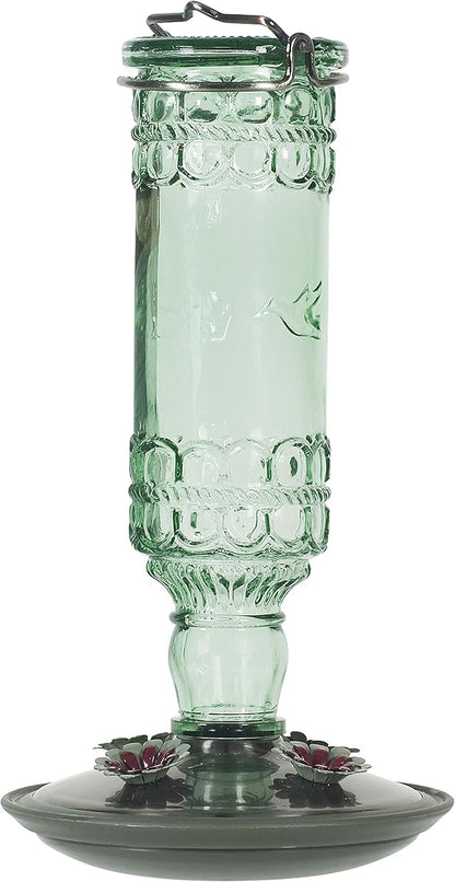 Perky-Pet Glass Bottle Hummingbird Feeder - Outdoor Garden Décor Humming Bird Feeder,8108-1SR - 10 Fl Oz Nectar Capacity - Durable Green Antique Design - Hang from Tree,Porch,Deck,Hook,(Pack of 6)