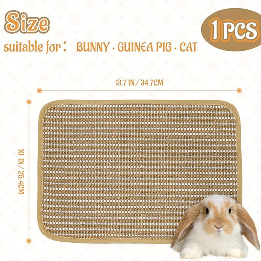 Rabbit Scratching Pad, Sisal Scratching Pad for Bunny, Guinea Pig, Cat. Resting Mats for Cages, Forage Grass Mat Indoor Essentials Accessories