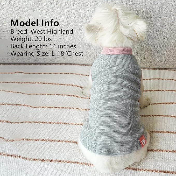 KYEESE 2Pack Waffle Dog Shirts, Lightweight Sleeveless Dog T Shirts for Small Dogs Girl, Breathable Puppy Vest Comfort Tank Top Soft Dogs Clothes for Daily Wear, Pink+Grey, S