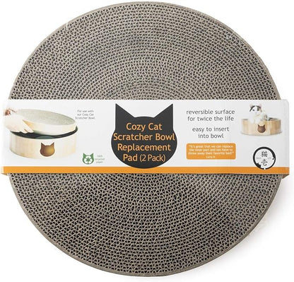 Necoichi Cat Scratcher Bowl Replacement for Indoor Cats - Cat Scratching Lounger with Reversible Usability and Extra Comfort for Lounge, Cardboard Bed Couch / (Regular, Oak)