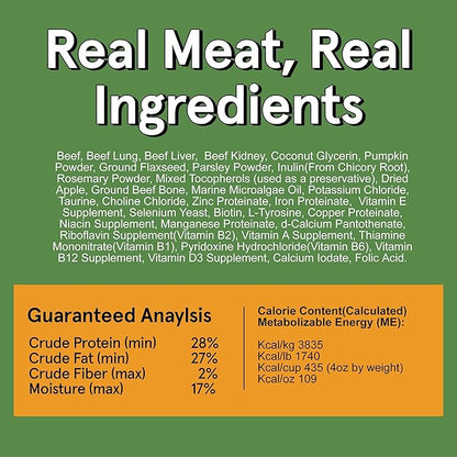 TRMC Real Meat Air Dried Dog Food w/Real Beef - Four 2lb Bag of USA-Crafted Grain-Free Real Meat Dog Food Sourced from Hormone-Free, Free Range, Grass-Fed Beef - Digestible, Natural, High Protein