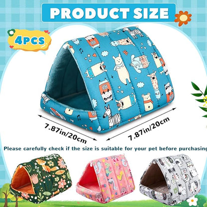 Cinnvoice 4 Pcs Guinea Pig Hideout, Guinea Pig Bed Tunnel, Rabbit Washable Small House Cage Accessories for Bunny Hedgehog Mouse Chinchillas Hamsters Ferrets Bearded Dragons Rats (Wonder Tale,7.9 in)