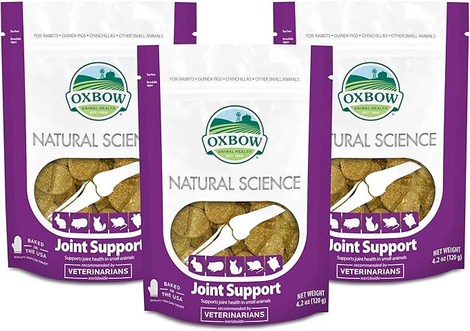 Oxbow Natural Science Joint Support Wafers for Small Animals, Glucosamine Supplement for Rabbits, Guinea Pigs & Chinchillas, Mobility Support, Timothy Hay Treats, Made in USA, 4.2 oz, (3 Pack)
