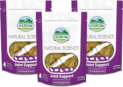 Oxbow Natural Science Joint Support Wafers for Small Animals, Glucosamine Supplement for Rabbits, Guinea Pigs & Chinchillas, Mobility Support, Timothy Hay Treats, Made in USA, 4.2 oz, (3 Pack)