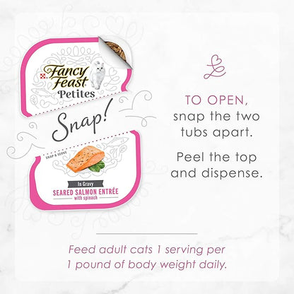 Purina Fancy Feast Petites Seared Salmon Entree With Spinach in Gravy Gourmet Wet Cat Food - (Pack of 12) 2.8 oz. Tubs