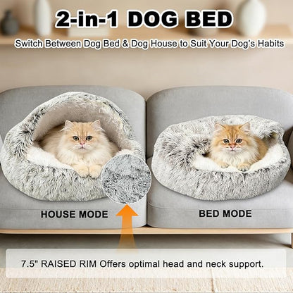 Dog Beds Medium Size Dogs, Calming Deluxe Plush Dog Cave Bed for Medium Dogs - Removable & Washable with Zipper, Built-in Support & Stable Non-Collapsible, Pet Bed for Dogs & Cats 32×32Inch
