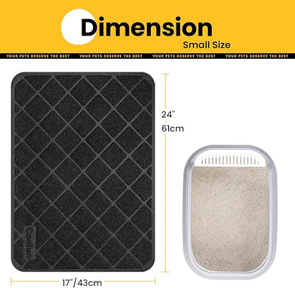 Conlun Cat Litter Mat Litter Trapping Mat, 24" x 17" Premium Durable PVC Grid Mesh with Scatter Control, Non-slip, Less Waste Cat Litter Box Mat, Soft on Kitty’s Paws, Urine Waterproof