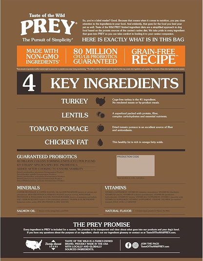 Taste of the Wild Prey Turkey Limited Ingredient Recipe Dry Dog Food 25 lb