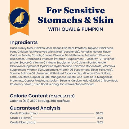 Solid Gold Sensitive Stomach Dry Cat Food - Grain Free Gluten Free Sensitive Stomach Cat Food for Indoor Adult/Senior Cats - Dry Kibble for Cats w/Quail - Probiotics for Gut Health - 6lb