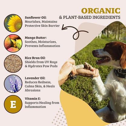 Natural Dog Company Pawtection Balm for Hot Pavement, Dry Cracked Dog Paws, and Rough Terrain - Safe, Non-Toxic, and Lick Safe - Protects Paws with Natural Ingredients, 0.15 oz Stick