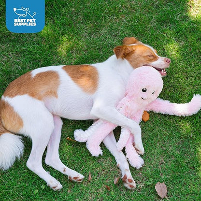 Best Pet Supplies Interactive Squeaky Dog Chew Toy, Ideal Dog Toys for Chewers, Small, Medium & Large Dogs, and Fetch Lovers - Octomutant (Pink), Large