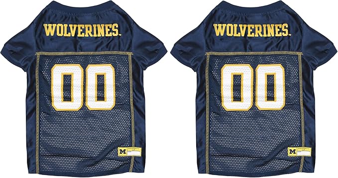 Pets First NCAA College Michigan Wolverines Mesh Jersey for Dogs & Cats, Medium. Licensed Big Dog Jersey with Your Favorite Football/Basketball College Team (Pack of 2)