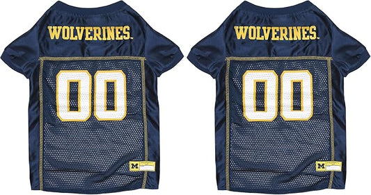 Pets First NCAA College Michigan Wolverines Mesh Jersey for Dogs & Cats, Medium. Licensed Big Dog Jersey with Your Favorite Football/Basketball College Team (Pack of 2)