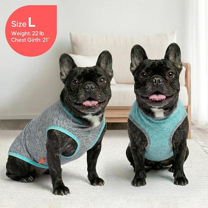 KYEESE 2 Pack Dog Shirts Sun Protection Quick Dry Soft Stretchy Pet T-Shirts with Reflective Label Tank Top Sleeveless Cat Vest Dog Clothes for Small Dogs, Small, Grey+Blue