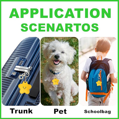 Leather Airtag Keychain Case Holder,Cute Protective Apple Air Tag Cover with Key Ring,Anti-Scratch Hidden Finder GPS Tracker Case for Wallet Keys,Bag,Pets,Backpack(Star) | Holder, Cute, Protective, Cover, Key Ring, Anti-Scratch