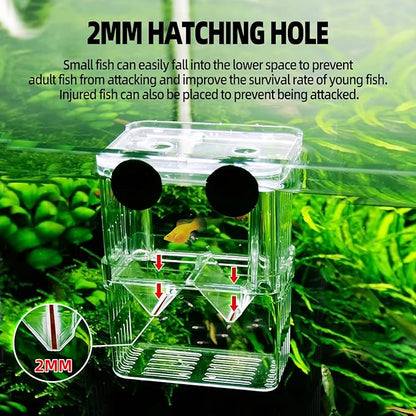 Breeding Box for Fish Tank, Aquarium Hatchery Incubator Breeder Box, Isolation Divider Hatching Boxes for Small Baby Fishes Shrimp Clownfish and Guppy