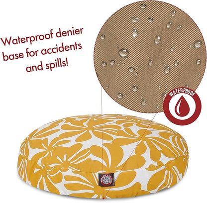 Yellow Plantation Medium Round Indoor Outdoor Pet Dog Bed With Removable Washable Cover By Majestic Pet Products