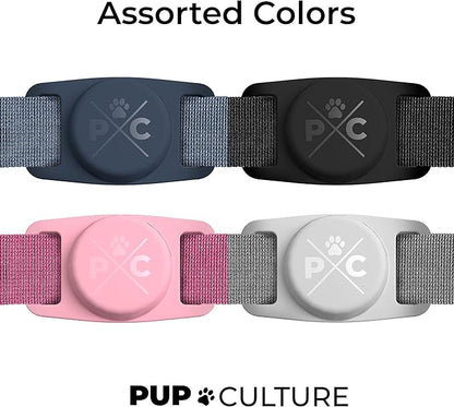 Pup Culture Compatible with AirTag Dog Collar Holder | Durable Protective Case to Help Track Your Pup | for Dog & Cat Collars - Grey 2 Pack