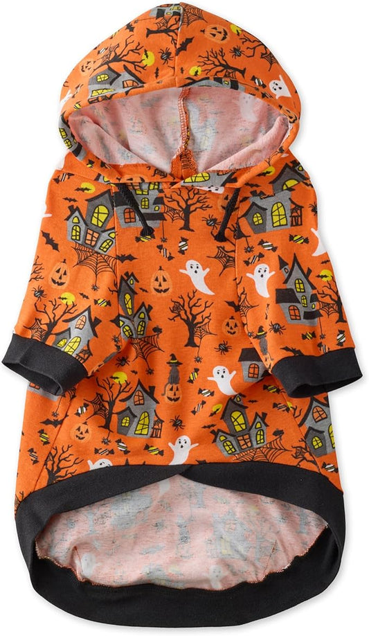 Pet Passion Rocky – The Original Lightweight Hooded Tee 100% Organic Cotton Dog Hoodie Pet Coat Sweater for All Sized Dogs, Spooky, X-Large (55-80 lbs)